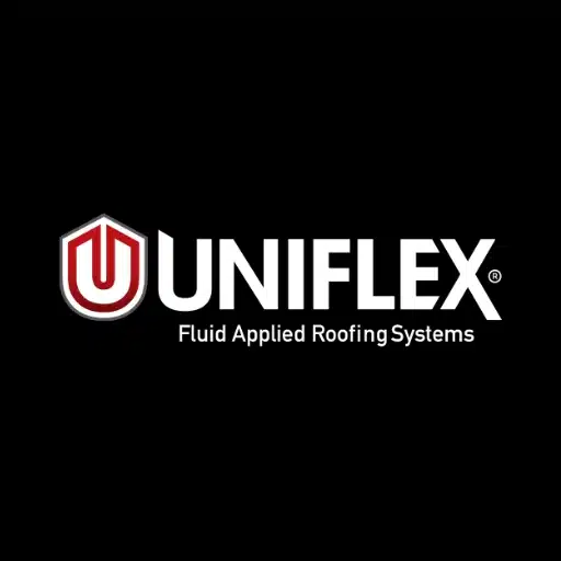 Uniflex fluid applied roofing systems logo highlighting weather-resistant and durable commercial roof coatings